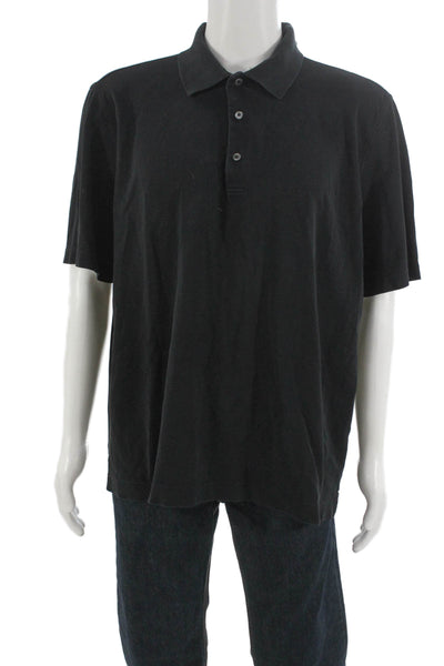 Bobby Jones Mens Collared Short Sleeve Button-Up Polo Shirt Black Size XL