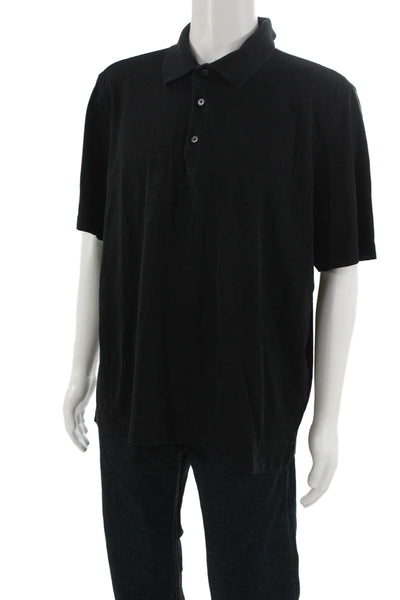 Bobby Jones Mens Collared Short Sleeve Button-Up Polo Shirt Black Size XL