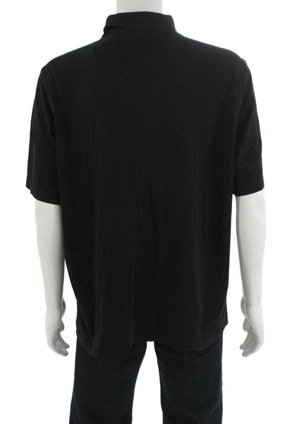 Bobby Jones Mens Collared Short Sleeve Button-Up Polo Shirt Black Size XL