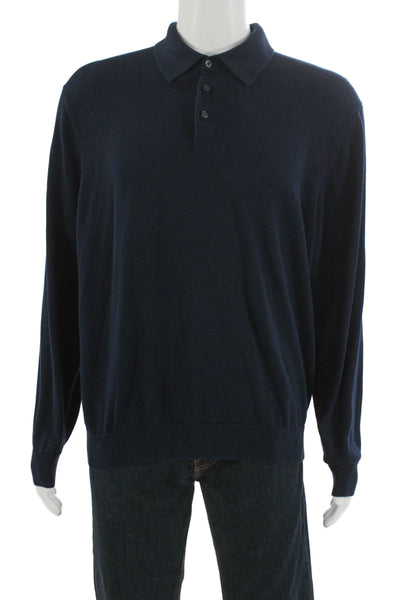346 Brooks Brothers Mens Polo Point Collar Long Sleeve Dark Blue Size XL