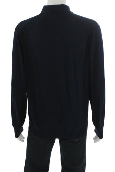 346 Brooks Brothers Mens Polo Point Collar Long Sleeve Dark Blue Size XL