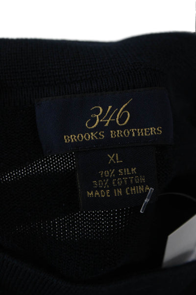 346 Brooks Brothers Mens Polo Point Collar Long Sleeve Dark Blue Size XL