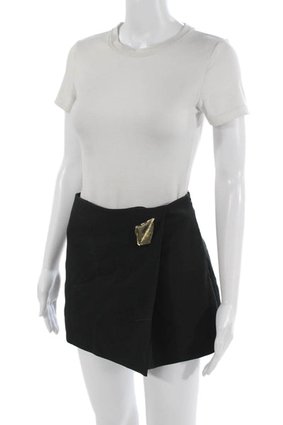 Zara Women Mini Skort Black Polyester Viscose Elastane Size XS