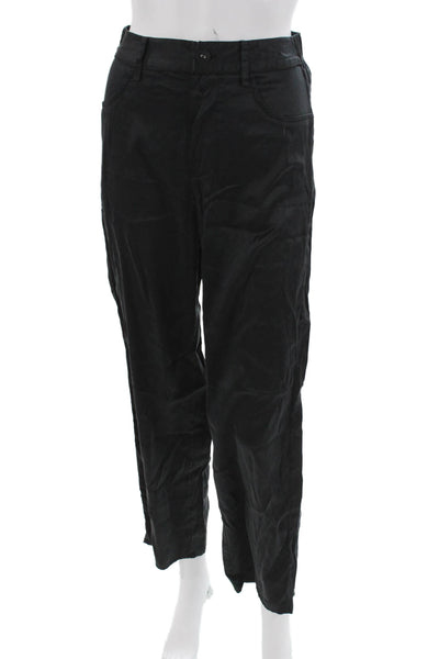 Fleur du Mal Women Cropped Black Silk Blend Pants Size XS