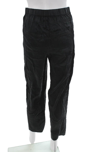 Fleur du Mal Women Cropped Black Silk Blend Pants Size XS