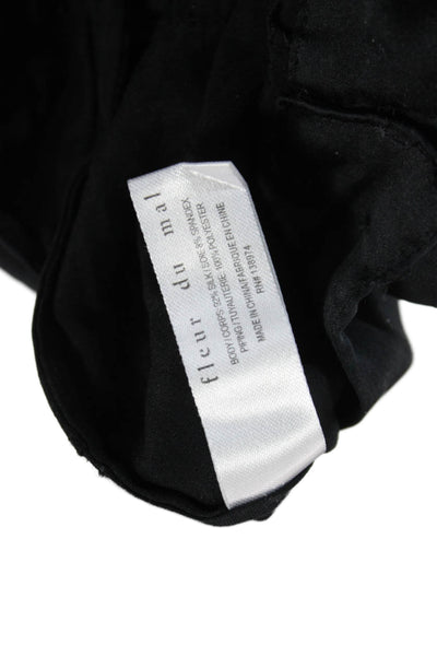Fleur du Mal Women Cropped Black Silk Blend Pants Size XS