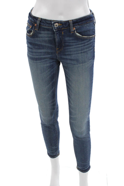 Zara Womens Skinny Jeans Blue Denim Low Rise Zipper Fly Size 4