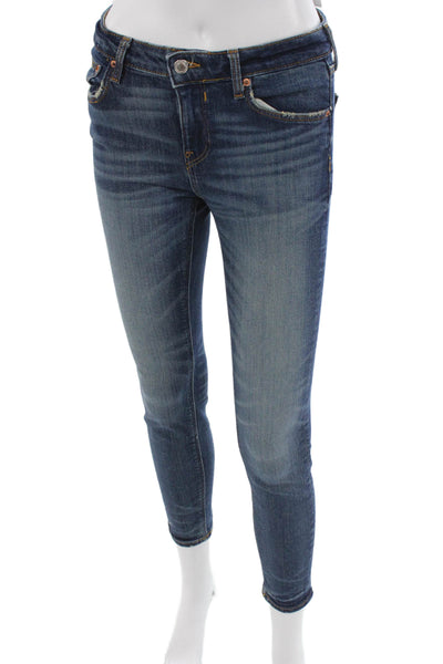 Zara Womens Skinny Jeans Blue Denim Low Rise Zipper Fly Size 4