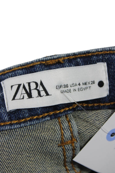 Zara Womens Skinny Jeans Blue Denim Low Rise Zipper Fly Size 4