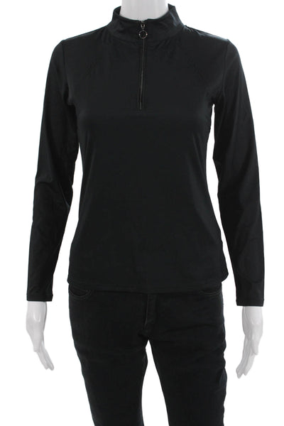 Tail Womens Basic Mock Neck Long Sleeve Top Black Zip Size XS