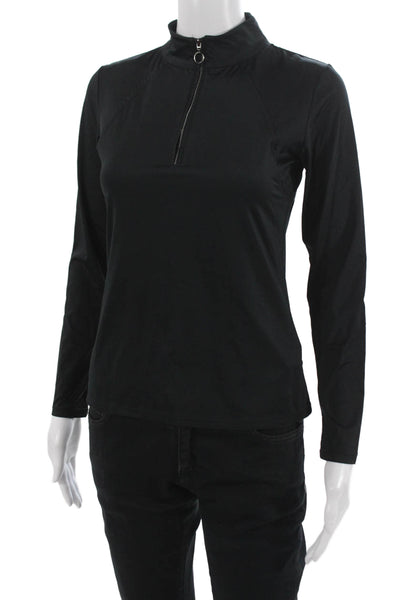 Tail Womens Basic Mock Neck Long Sleeve Top Black Zip Size XS