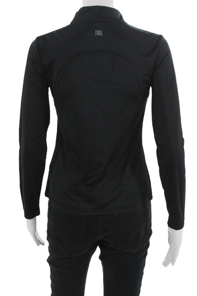 Tail Womens Basic Mock Neck Long Sleeve Top Black Zip Size XS