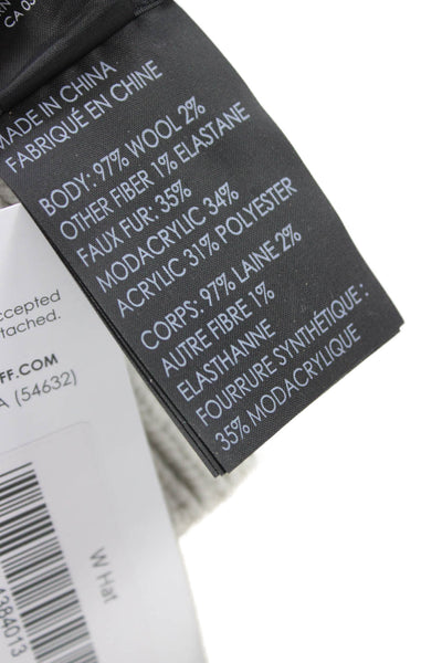 Club Monaco Womens Knit Pom Pom Accent Rhinestoned Beanie Gray One Size