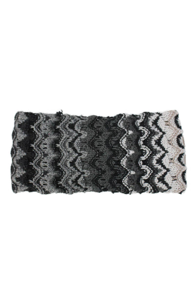 Missoni Orange Label Womens Chevron Printed Knitted Headband Gray Multi