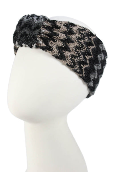 Missoni Orange Label Womens Chevron Printed Knitted Headband Gray Multi