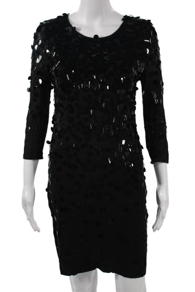 Rebecca Taylor Women Sheath Dress Black 3/4 Sleeve Above Knee Size 4