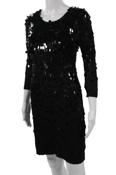 Rebecca Taylor Women Sheath Dress Black 3/4 Sleeve Above Knee Size 4