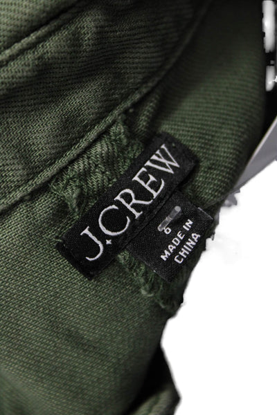 J Crew Womens Shirt Dress Green Collared Button Short Sleeve Knee Length Size 6