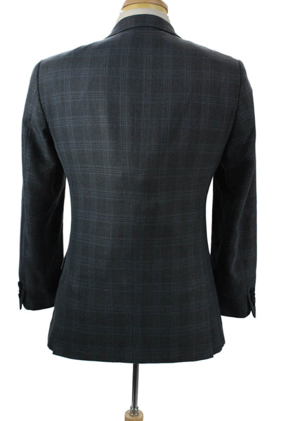 Paisley & Gray Mens Dark Gray Plaid Collared Button Blazer Size 36