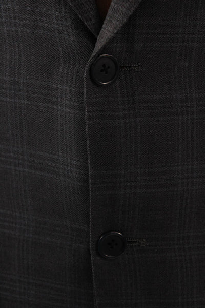 Paisley & Gray Mens Dark Gray Plaid Collared Button Blazer Size 36