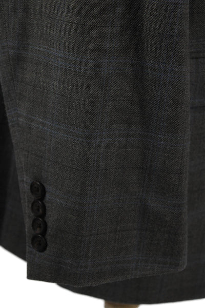 Lauren Ralph Lauren Mens Plaid Cotton Blend Collared Button Blazer Gray Size 46