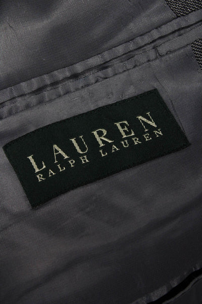 Lauren Ralph Lauren Mens Plaid Cotton Blend Collared Button Blazer Gray Size 46