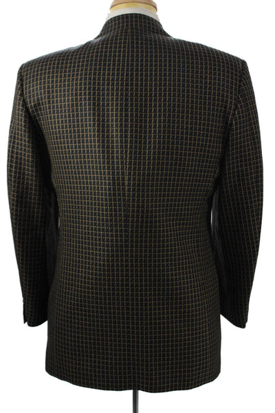Pal Zileri Mens Black Check Virgin Wool Blazer Button Collared Size 40
