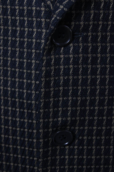 Pal Zileri Mens Black Check Virgin Wool Blazer Button Collared Size 40