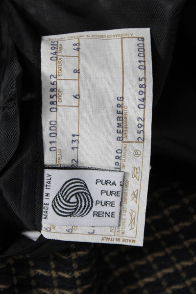 Pal Zileri Mens Black Check Virgin Wool Blazer Button Collared Size 40