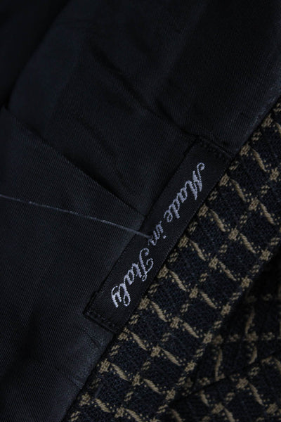 Pal Zileri Mens Black Check Virgin Wool Blazer Button Collared Size 40