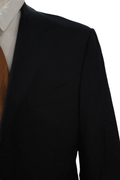 Trussini Mens Dark Blue 2 Piece Suit Jacket Collared Button Classic Size 52