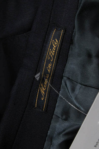Trussini Mens Dark Blue 2 Piece Suit Jacket Collared Button Classic Size 52