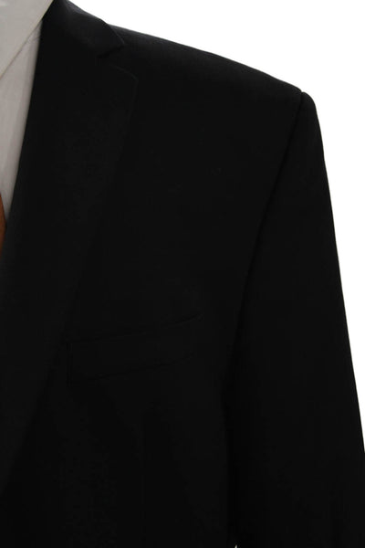 Vince Camuto Mens Suit Jacket Black Collared Button Classic Long Sleeve Size 44