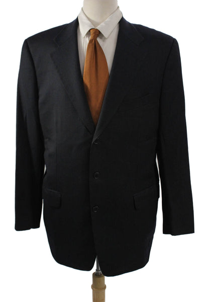 Trussini Mens Navy Striped 2 Piece Suit Jacket Size 52