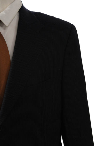 Trussini Mens Navy Striped 2 Piece Suit Jacket Size 52