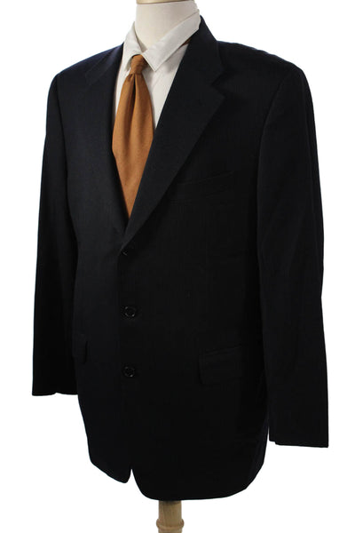 Trussini Mens Navy Striped 2 Piece Suit Jacket Size 52