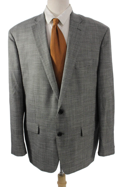 Lauren Ralph Lauren Mens Plaid Suit Jacket Gray Classic Button Size 46
