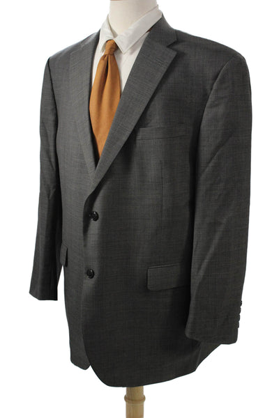 Austin Reed Mens 2 Piece Suit Jacket Dark Gray Wool Button Collar Size 46