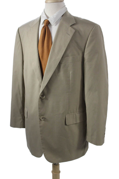Brooks Brothers Mens Beige Solid Suit Jacket Button Collared Classic Size 42