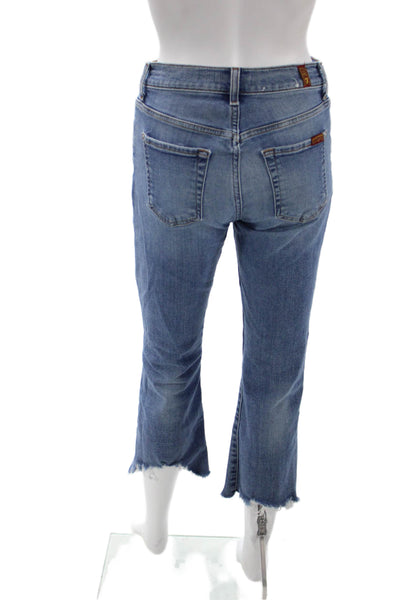 7 For All Mankind Women Cropped Mid Rise Blue Jeans Size 26