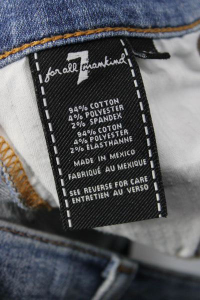 7 For All Mankind Women Cropped Mid Rise Blue Jeans Size 26