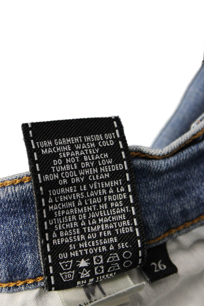 7 For All Mankind Women Cropped Mid Rise Blue Jeans Size 26