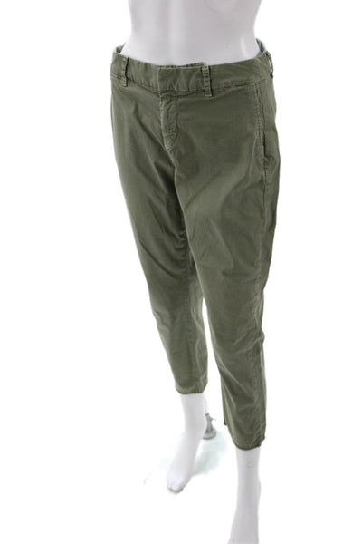 Nili Lotan Women Ankle Cropped Chino Khakis Pants Green Size 4