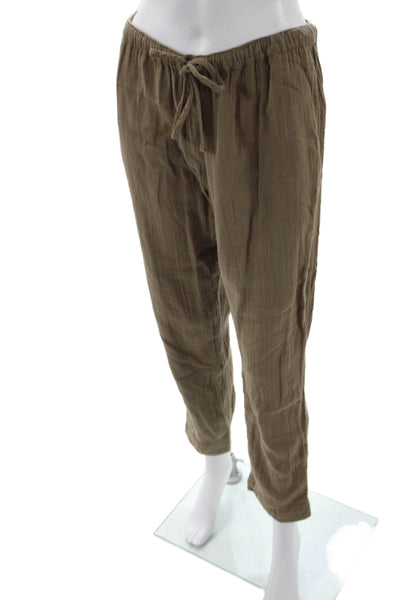 Xirena Womens Cropped Jogger Pants Brown Drawstring Cotton Boho Size M