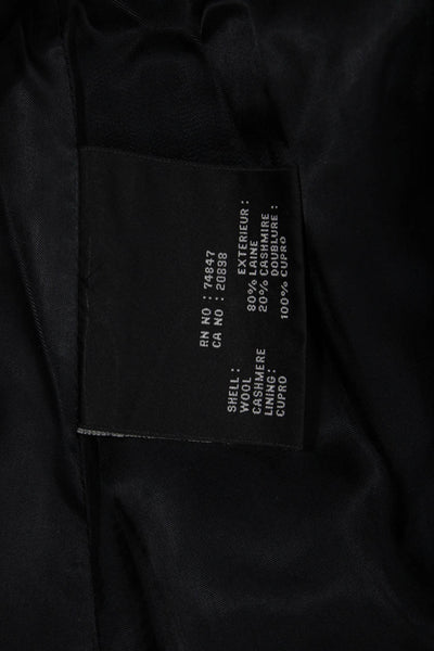 Andrew Marc Womens Overcoat Black Wool Cashmere Button Long Sleeve Size 8