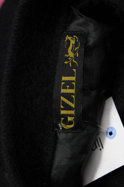 Gizel Women Black Floral Mock Neck Button Cardigan Long Sleeve Size 1