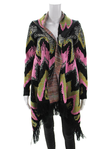 Meghan Womens Aztec Geometric Cardigan Black Size S