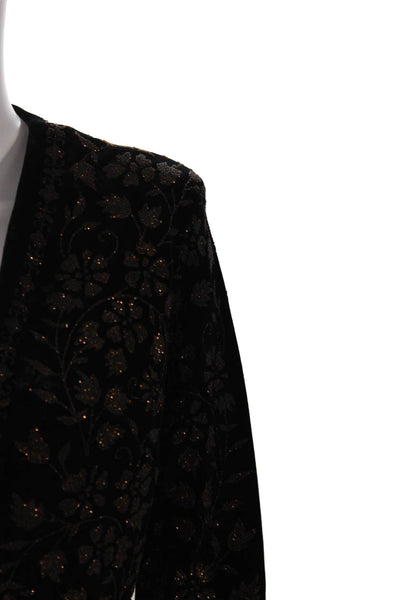 Tadashi Women Black Designer V-Neck Blazer Long Sleeve Size XS