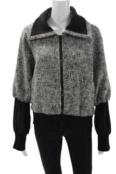 Insight Womens Bomber Jacket Black Collared Zip Polyester Size 14