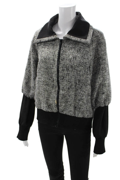 Insight Womens Bomber Jacket Black Collared Zip Polyester Size 14